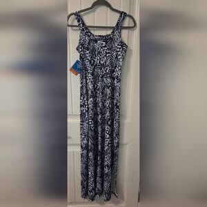 Columbia Women's Navy and White Leaf Patterned Maxi Dress Size XS NWT